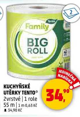 KUCHYŇSKÉ UTĚRKY TENTO, 2vrstvé 1 role  
