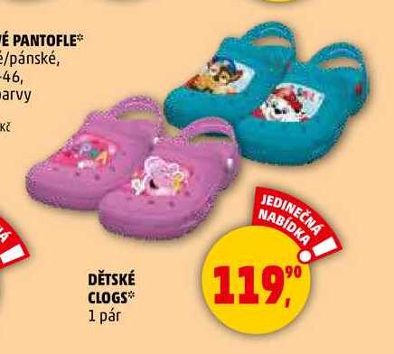 DĚTSKÉ CLOGS, 1 pár  