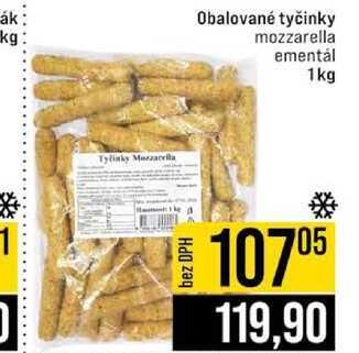 Obalované tyčinky mozzarella ementál 1kg 
