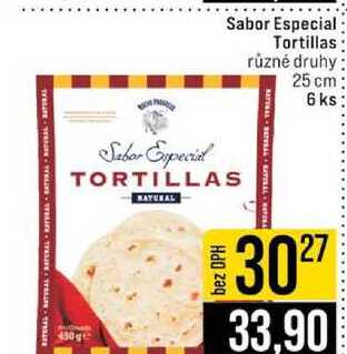 Sabor Especial Tortillas různé druhy 25 cm 6 ks 