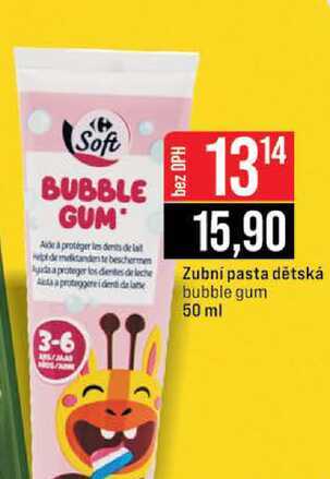 Zubní pasta dětská bubble gum 50 ml 3-6 