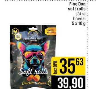 Fine Dog soft rolls játra hovězí 5x10 g