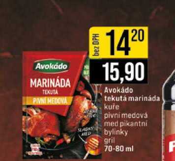 Avokádo tekutá marináda kuře pivní medová med pikantni bylinky gril 70-80 ml 