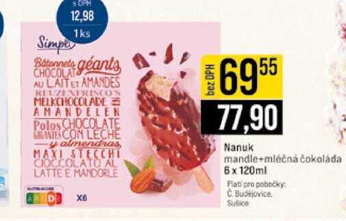 Nanuk mandle+mléčná čokoláda 6 x 120ml 