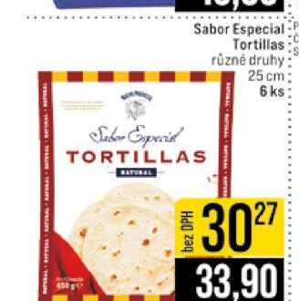 Sabor Especial Tortillas různé druhy 25 cm 6 ks