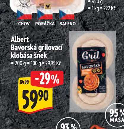   Albert Bavorská grilovací klobása šnek 200 g  