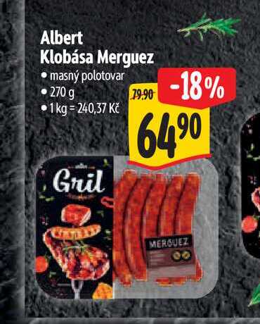 Albert Klobása Merguez  270 g