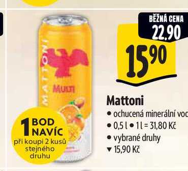 Mattoni ochucená minerální voda 0,5 l
