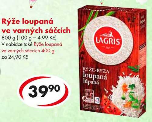 Rýže loupaná ve varných sáčcích, 800 g 