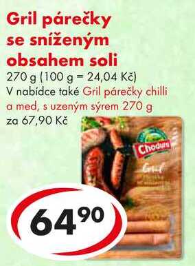 Gril párečky se sníženým obsahem soli, 270 g