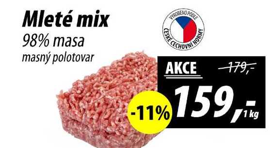 Mleté mix 98% masa masný polotovar, 1 kg