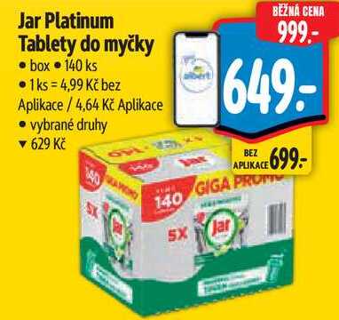 Jar Platinum Tablety do myčky, 140 ks