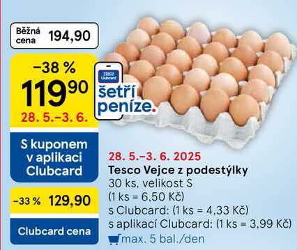 Tesco Vejce z podestýlky, 30 ks, velikost S  