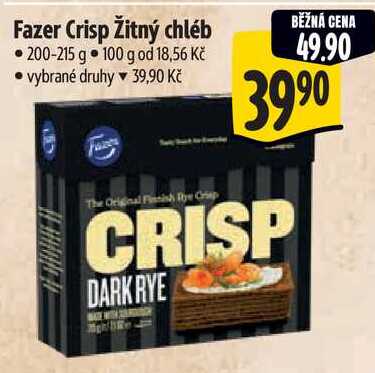 Fazer Crisp Žitný chléb, 200-215 g