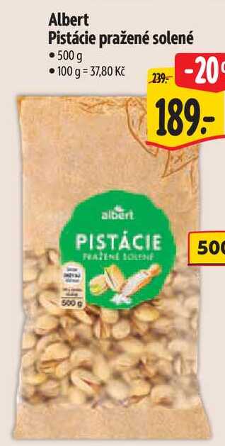 Albert Pistácie pražené solené, 500 g