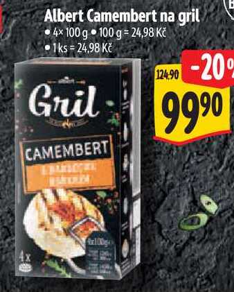Albert Camembert na gril, 4x 100 g
