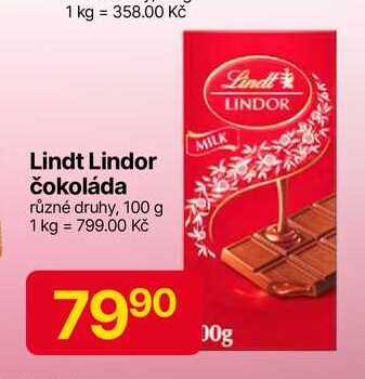 Lindt Lindor čokoláda 100g, vybrané druhy