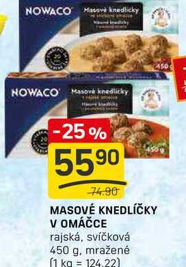 MASOVÉ KNEDLÍČKY V OMÁČCE rajská, svíčková 450 g, mražené 
