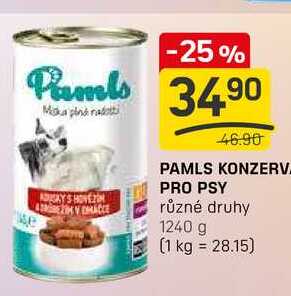 PAMLS KONZERVA PRO PSY různé druhy 1240 g 