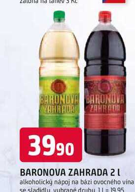 BARONOVA ZAHRADA 2 L alkoholický nápoj na bázi ovocného vina se sladidlu vybrané druhy