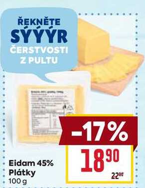 Eidam 45% Plátky 100 g 
