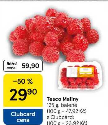 Tesco Maliny, 125 g, balené 