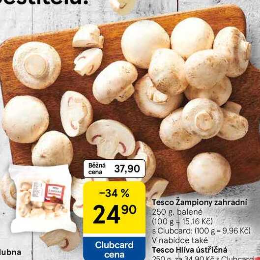 Tesco Žampiony zahradní, 250 g. balené 