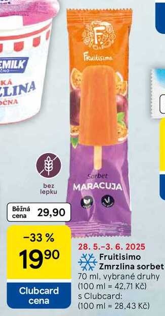 Fruitisimo Zmrzlina sorbet, 70 ml, vybrané druhy 
