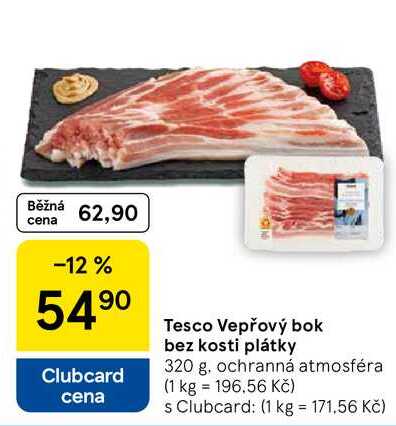 Tesco Vepřový bok bez kosti plátky, 320 g