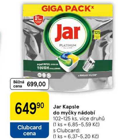 Jar Kapsle do myčky nádobí, 102-125 ks, více druhů 