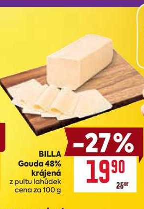 BILLA Gouda 48% krájená z pultu lahůdek cena za 100g
