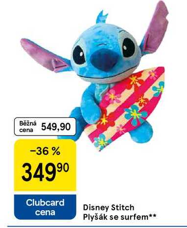 Disney Stitch Plyšák se surfem