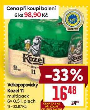 Velkopopovický Kozel 11 multipack 6x0,51, plech