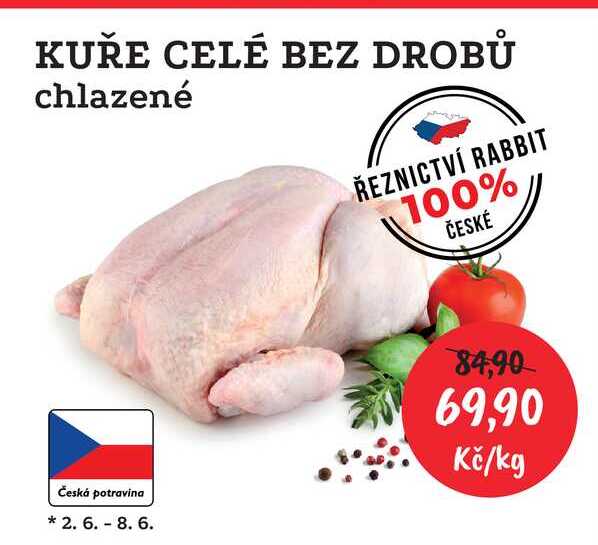 KUŘE CELÉ BEZ DROBŮ chlazené 1kg  