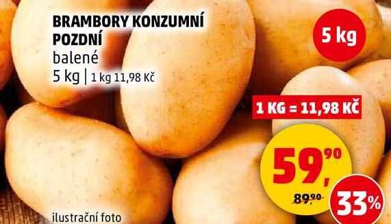 BRAMBORY KONZUMNÍ POZDNÍ balené, 5 kg 