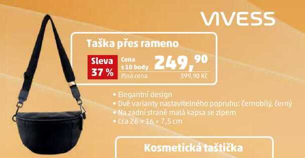 Taška přes rameno, Cca 26 × 16 x 7,5 cm  