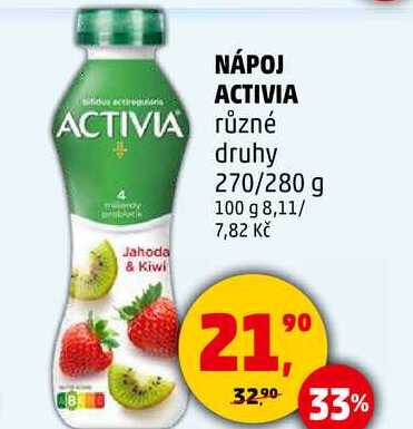 NÁPOJ ACTIVIA různé druhy, 270/280 g  