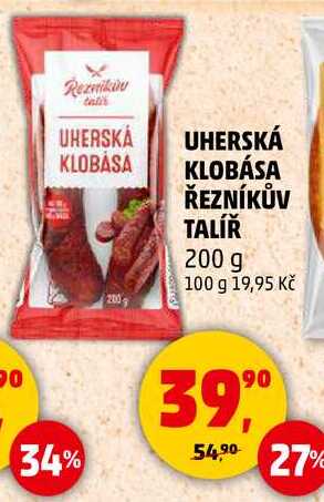 UHERSKÁ KLOBÁSA ŘEZNÍKŮV TALÍŘ, 200 g 