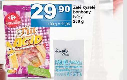 Želé kyselé bonbony tyčky 250 g 
