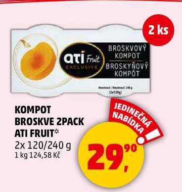 KOMPOT BROSKVE 2PACK ATI FRUIT, 2x 120/240 g 