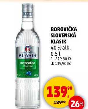 BOROVIČKA SLOVENSKÁ KLASIK 40% alk., 0,5 l