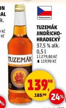 TUZEMÁK JINDŘICHO- HRADECKÝ 37,5% alk., 0,5 l 