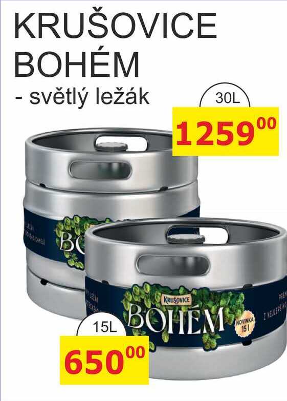 KRUŠOVICE BOHÉM - světlý ležák 30L 
