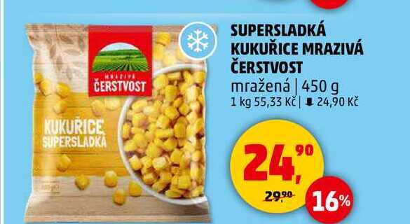 SUPERSLADKÁ KUKUŘICE MRAZIVÁ ČERSTVOST mražená, 450 g 