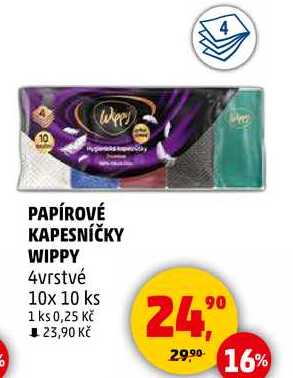 PAPÍROVÉ KAPESNÍČKY WIPPY 4vrstvé, 10x 10 ks 