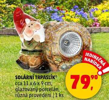 SOLÁRNÍ TRPASLÍK cca 11 x 6 x 9 cm, glazovaný porcelán, 1 ks