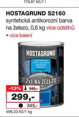 HOSTAGRUND S2160 syntetická antikorozní barva na železo, 0,6 kg 