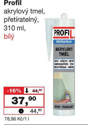 Profil akrylový tmel, přetíratelný, 310 ml, bílý  