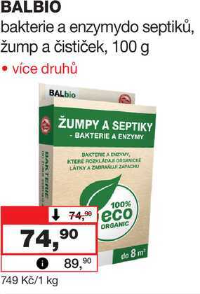 BALBIO bakterie a enzymydo septiků, žump a čističek, 100 g 