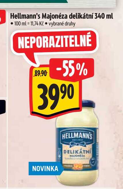 Hellmann's Majonéza delikátní 340 ml 